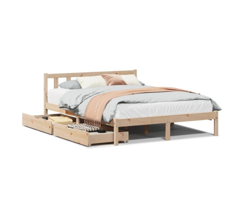 Estructura de cama sin colchón madera maciza de pino 140x190 cm