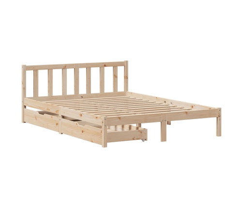 Estructura de cama sin colchón madera maciza de pino 140x190 cm