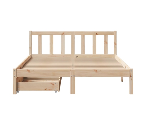 Estructura de cama sin colchón madera maciza de pino 140x190 cm