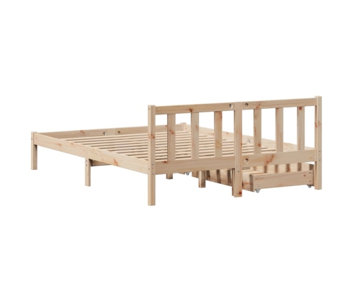 Estructura de cama sin colchón madera maciza de pino 140x190 cm