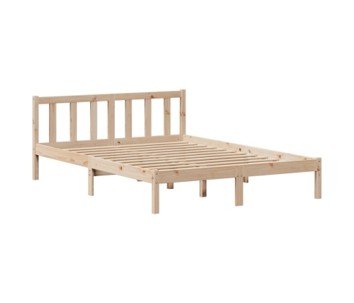 Estructura de cama sin colchón madera maciza de pino 140x190 cm