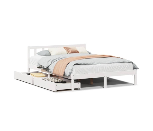 Estructura de cama sin colchón madera de pino blanca 140x190 cm