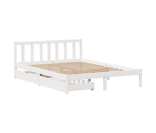 Estructura de cama sin colchón madera de pino blanca 140x190 cm