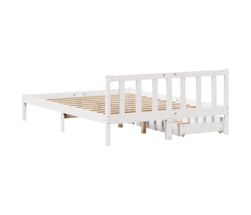 Estructura de cama sin colchón madera de pino blanca 140x190 cm