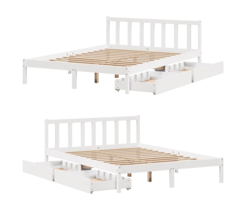 Estructura de cama sin colchón madera de pino blanca 140x190 cm