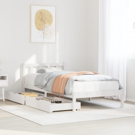 Estructura de cama sin colchón madera de pino blanca 90x200 cm