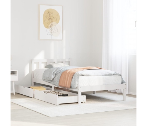 Estructura de cama sin colchón madera de pino blanca 90x200 cm