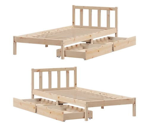 Estructura de cama sin colchón madera maciza de pino 100x200 cm