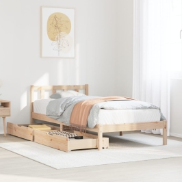 Estructura de cama sin colchón madera maciza de pino 100x200 cm