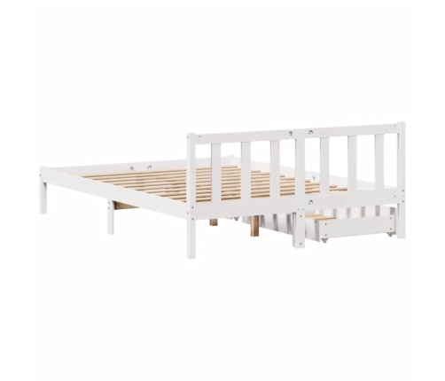 Estructura de cama sin colchón madera de pino blanca 150x200 cm