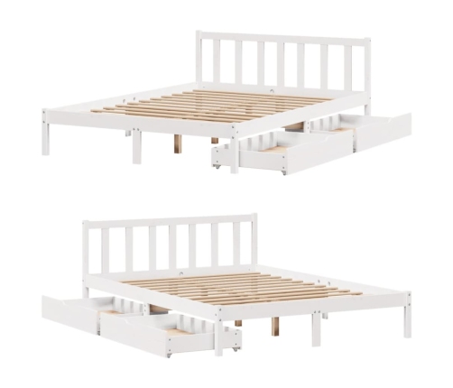 Estructura de cama sin colchón madera maciza de pino 160x200 cm