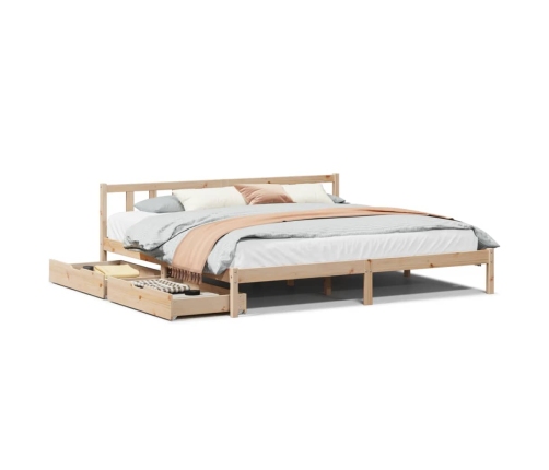 Estructura de cama sin colchón madera maciza de pino 200x200 cm