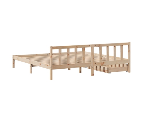 Estructura de cama sin colchón madera maciza de pino 200x200 cm