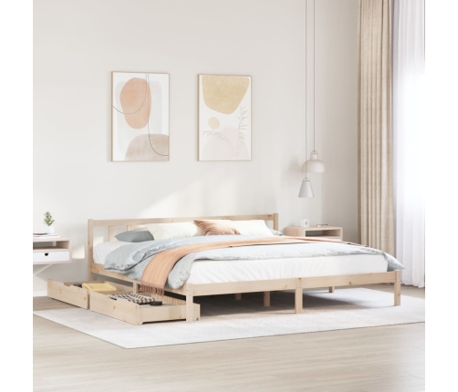 Estructura de cama sin colchón madera maciza de pino 200x200 cm