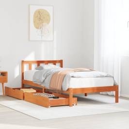 Estructura de cama sin colchón madera maciza marrón 75x190 cm