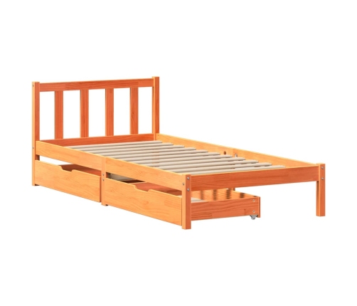 Estructura de cama sin colchón madera maciza marrón 90x190 cm