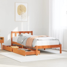 Estructura de cama sin colchón madera maciza marrón 90x190 cm