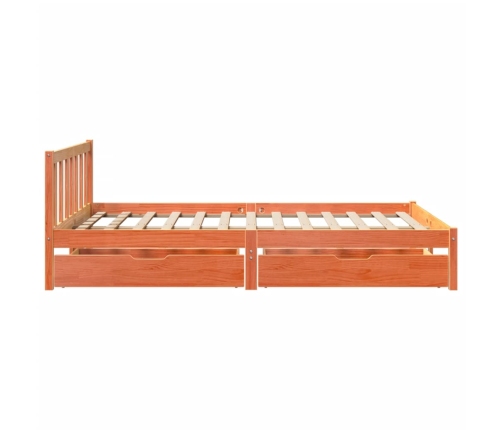 Cama sin colchón madera maciza de pino marrón cera 140x190 cm