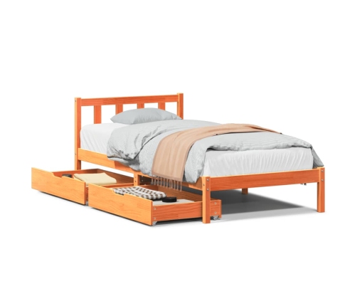 Estructura de cama sin colchón madera de pino marrón 90x200 cm