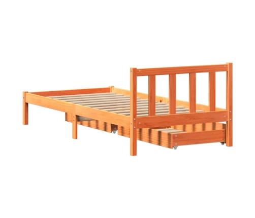 Estructura de cama sin colchón madera de pino marrón 90x200 cm