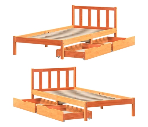 Estructura de cama sin colchón madera de pino marrón 90x200 cm