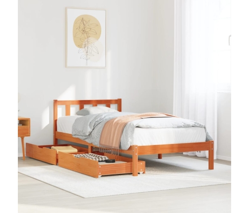 Estructura de cama sin colchón madera de pino marrón 90x200 cm