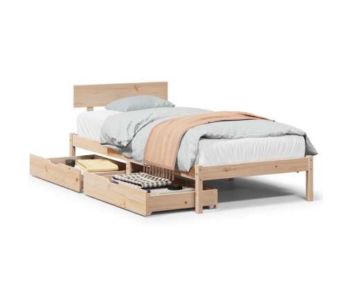 Estructura de cama sin colchón madera maciza pino 75x190 cm