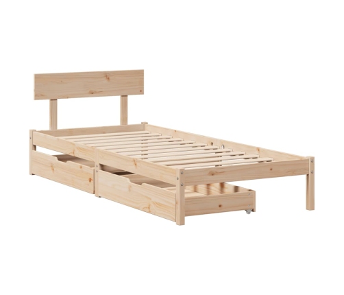 Estructura de cama sin colchón madera maciza pino 75x190 cm