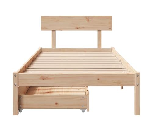 Estructura de cama sin colchón madera maciza pino 75x190 cm