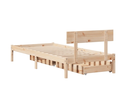 Estructura de cama sin colchón madera maciza pino 75x190 cm