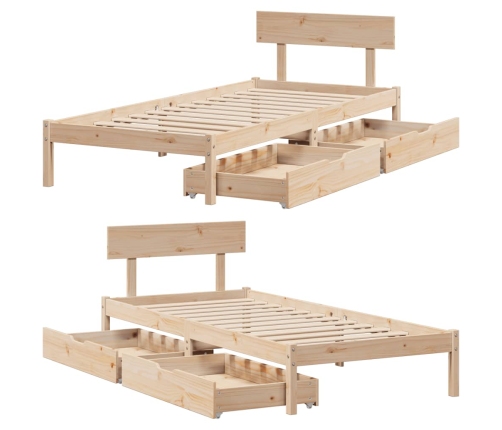 Estructura de cama sin colchón madera maciza pino 75x190 cm