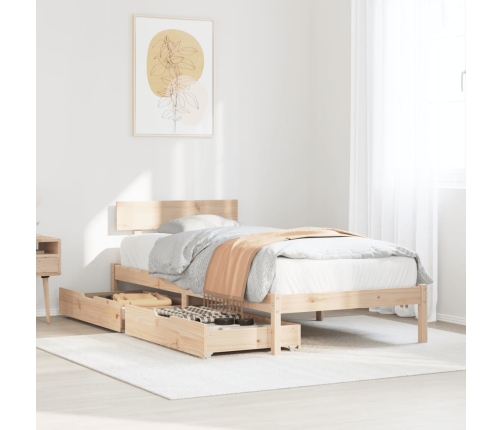 Estructura de cama sin colchón madera maciza pino 75x190 cm