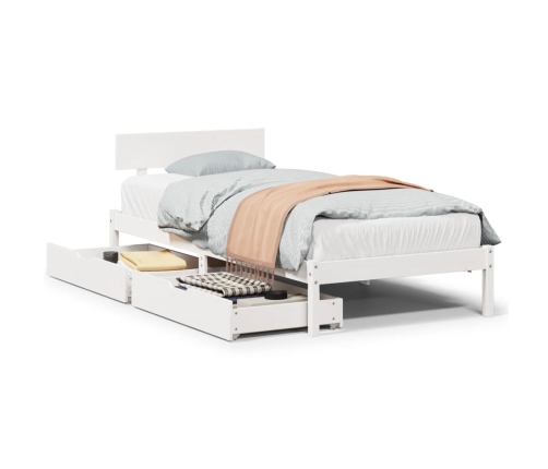 Estructura de cama sin colchón madera maciza blanca 75x190 cm