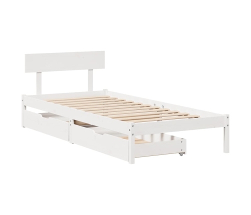 Estructura de cama sin colchón madera maciza blanca 75x190 cm