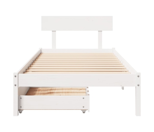 Estructura de cama sin colchón madera maciza blanca 75x190 cm