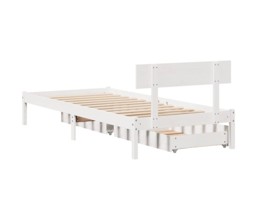 Estructura de cama sin colchón madera maciza blanca 75x190 cm