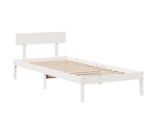 Estructura de cama sin colchón madera maciza blanca 75x190 cm