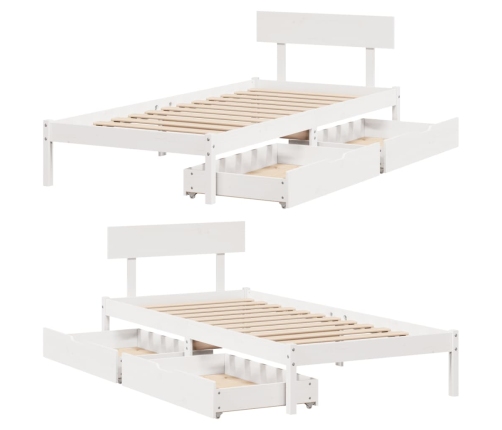 Estructura de cama sin colchón madera maciza blanca 75x190 cm