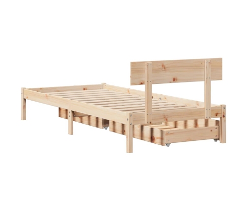 Estructura de cama sin colchón madera maciza de pino 90x190 cm