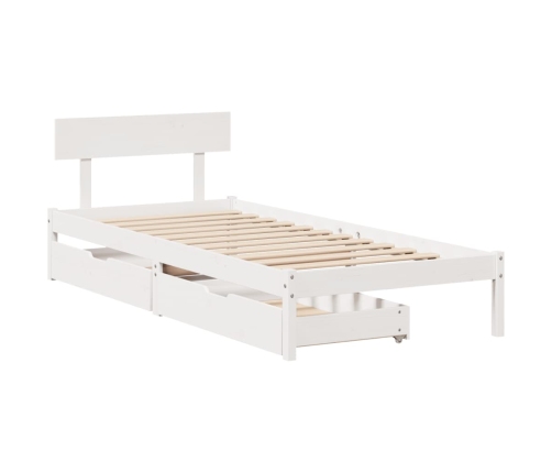 Estructura de cama sin colchón madera maciza blanca 90x190 cm