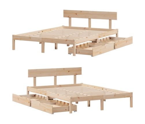 Estructura de cama sin colchón madera maciza de pino 120x190 cm