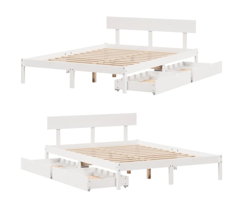 Estructura de cama sin colchón madera maciza blanca 120x190 cm