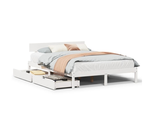 Estructura de cama sin colchón madera de pino blanca 140x190 cm