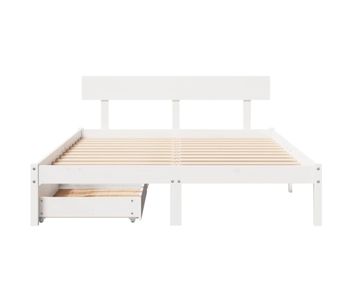 Estructura de cama sin colchón madera de pino blanca 140x190 cm