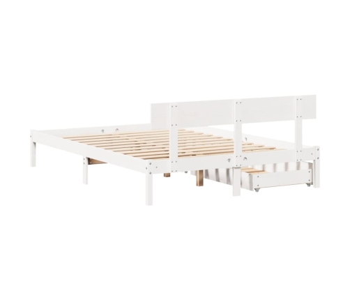 Estructura de cama sin colchón madera de pino blanca 140x190 cm