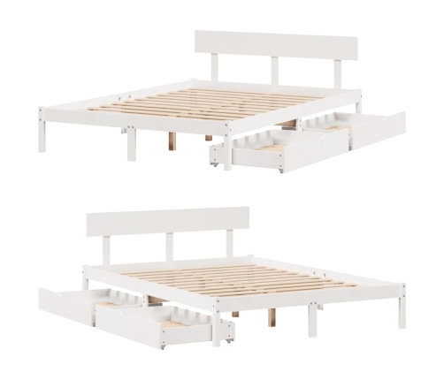 Estructura de cama sin colchón madera de pino blanca 140x190 cm