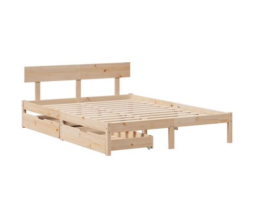 Estructura de cama sin colchón madera maciza de pino 160x200 cm