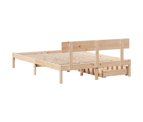 Estructura de cama sin colchón madera maciza de pino 160x200 cm