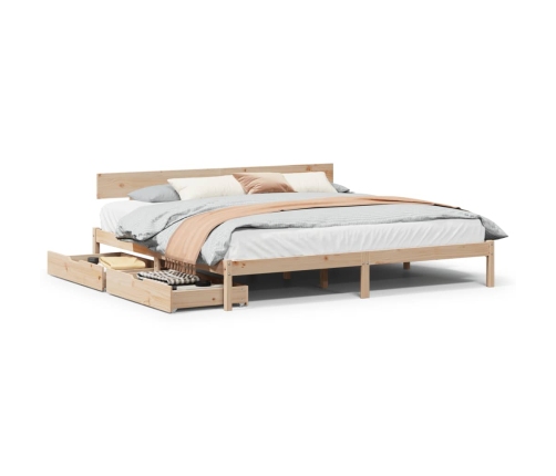 Estructura de cama sin colchón madera maciza de pino 180x200 cm