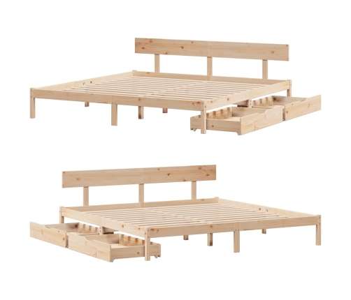 Estructura de cama sin colchón madera maciza de pino 180x200 cm